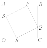 square with a angled square within. Labeled points at each corner of the square and where the square within touches the outer square.